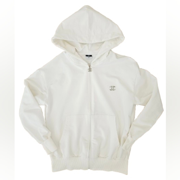 Off White Cream Zip-Up Hoodie with Logo - Picture 2 of 10